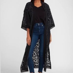 Leopard Jacquard Kimono Cover Up